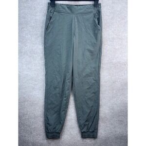 Athleta Brooklyn Textured Jogger Pants Olive Green Sz 10 Zip Pockets Athleisure